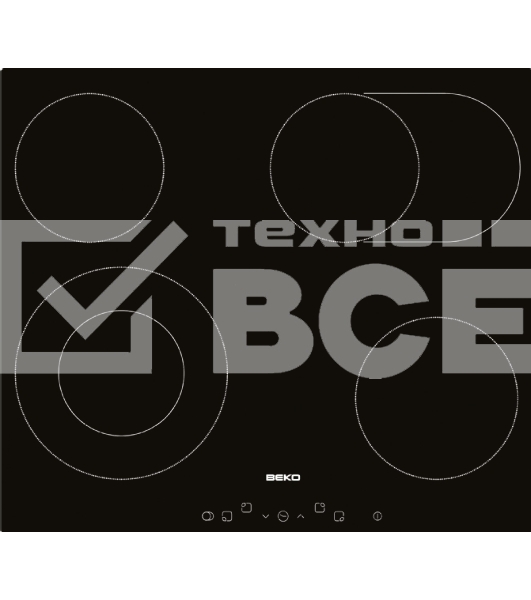 Встраиваемая электрическая варочная поверхность Beko HIC 64403 T, Черный