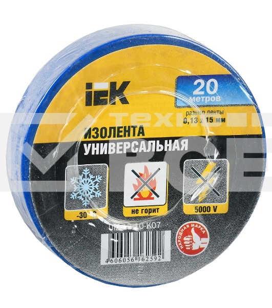 Изолента Iek UIZ-13-10-K07 0,13х15 мм синяя 20 метров ИЭК