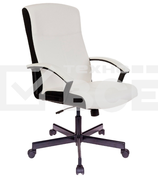 Кресло руководителя Бюрократ DOMINUS-WH белый/черный искусственная кожа крестовина металл