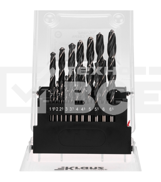 Набор сверл по металлу Kranz 1-10 мм (через 0,5 мм), 19 шт. HSS 4241 Ш/Х