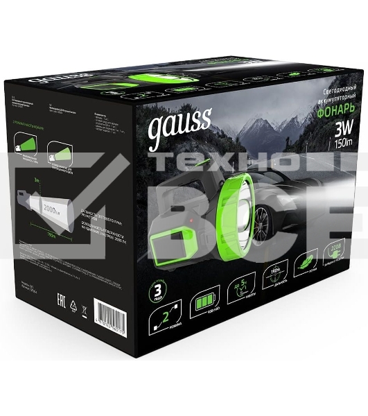 Фонарь прожекторный модель GFL604 3W 150lm lead acid 900mAh LED 1/10/40