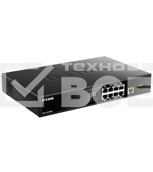 Коммутатор D-Link DGS-1010MP/A1A, L2 Unmanaged Switch with 9 10/100/1000Base-T portsand 1 1000Base-X SFPports(8 PoE ports 802.3af/802.3at (30 W), PoE Budget 125 W)