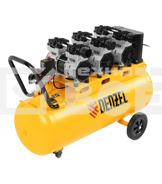 Компрессор безмаслянный малошумный DLS 2250/100, 2250 Вт, 3х750, 100 л, 410 л/мин блок упр  Denzel