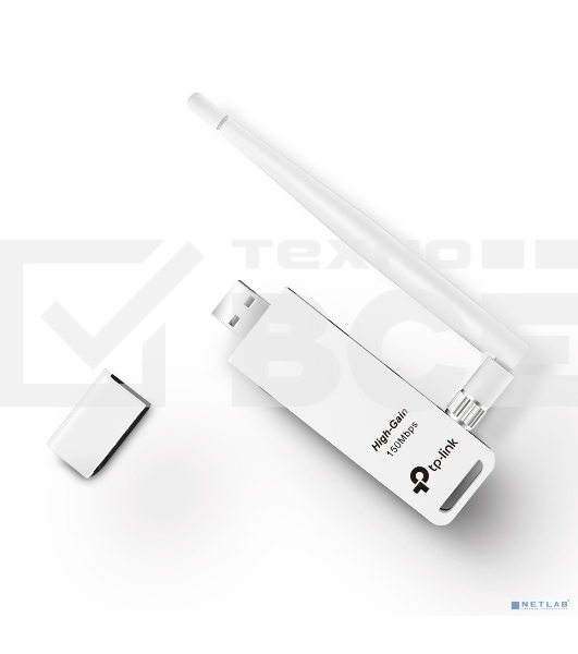 Адаптер TP-Link SOHO TL-WN722N 150Mbps High Gain Wireless N USB Adapter with Cradle, 1T1R, 2.4GHz, 802.11n/g/b, 1 detachable antenna