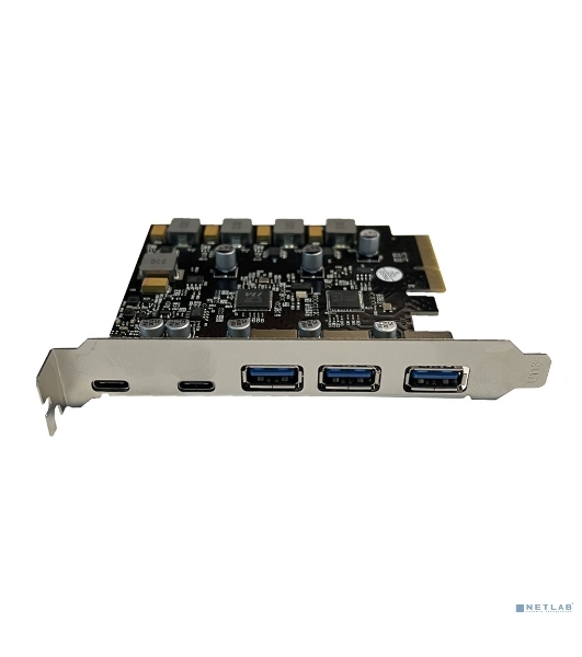 Контроллер ORIENT AM-U3142PE-3A2C PCI-Ex4 v3.0, USB 3.2 Gen2, скорость до 10 Гбит/с, 5-port ext (3xType-A + 2xType-C), ASM3142+VL820-Q8 chipset, Self powered (31351)