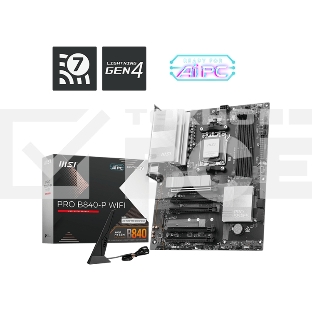 Материнская плата MSI PRO B840-P WIFI, Socket AM5, AMD B840, 4xDDR5, 4xSATA, 2xM.2, 1xPCI-E 4.0 x16, 1xPCI-E 3.0 x4, 3xPCI-E 3.0 x1, 1xHDMI, 1x 2.5Gb LAN, 4xUSB-A 2.0, 2xUSB-A 5Gbps, 1xUSB-C 5Gbps, 1xUSB-A 10Gbps, 1xUSB-C 10Gbps, 3x3.5 мм, 7.1, ATX