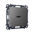 Комплект механизма розетки HDMI 2.0 ALFA Антрацит серый 40V/500mA 2.0GHz 5-18Gbit/s QUANT (AP6640, VM222) MA664010, фото 1