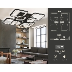 Потолочный светодиодный светильник FA4424/4+4 BK черный 150W 3000K+6400K/4200K/6400K+3000K 580*580*120 (ПДУ ИК), фото8