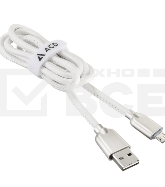 Кабель USB ACD-Allure MicroUSB ~ USB-A Кожа, 1м, белый (ACD-U926-M1W)