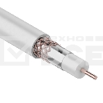 Кабель коаксиальный Rexant RG-6U+Cu, 75 Ом, Cu/Al/Cu, 75%, бухта 100 м, белый, фото 1