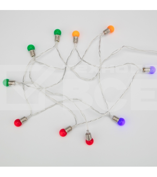 Гирлянда светодиодная «Мини-лампочки» 1.5 м, 10 LED, прозрачный ПВХ, цвет свечения мультиколор, 2 х АА (батарейки не в комплекте) NEON-NIGHT