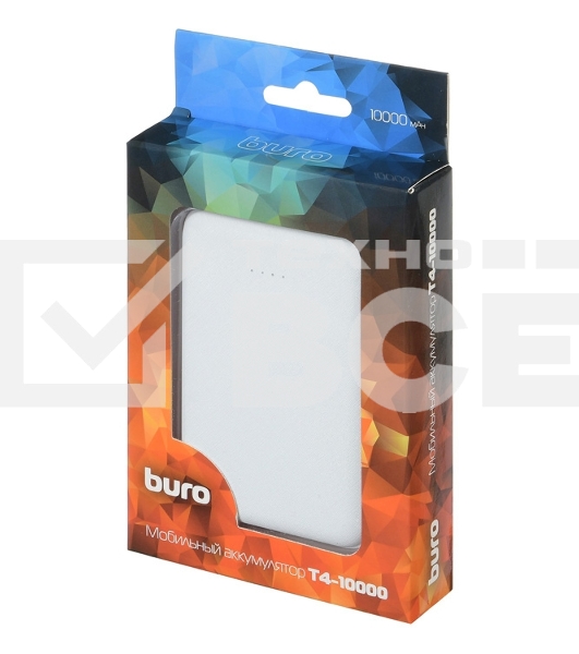 Портативный аккумулятор Buro T4-10000 Li-Pol 10000mAh 2A+1A белый 2xUSB