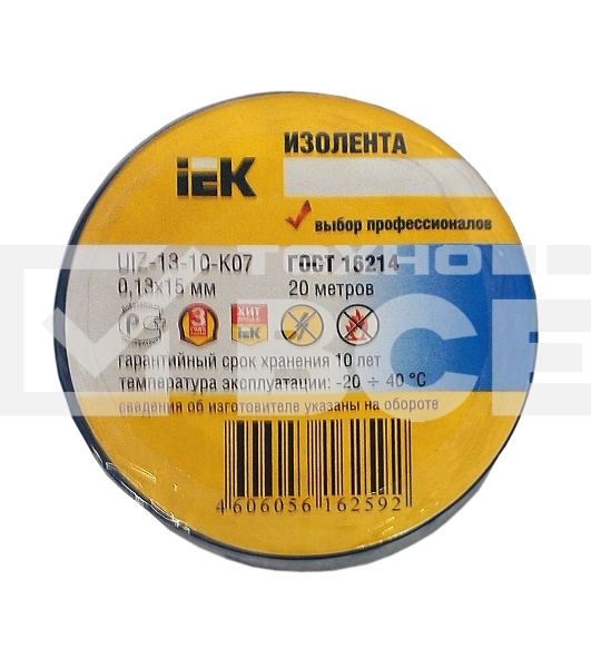 Изолента Iek UIZ-13-10-K07 0,13х15 мм синяя 20 метров ИЭК