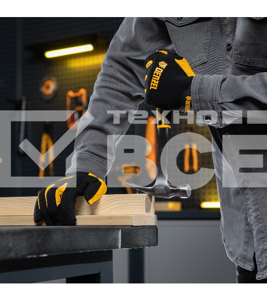 Молоток-гвоздодер Denzel 350 г, цельнометаллический, двухкомпонентная рукоятка