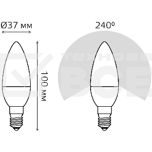 Лампа Свеча Gauss 6W E14 RGBW+димирование LED 1/10/100