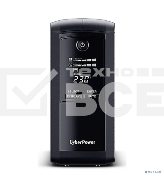 Источник бесперебойного питания UPS CyberPower VP1000ELCD Line-Interactive 1000VA/550W USB/RS-232/RJ11/45  (4 EURO)
