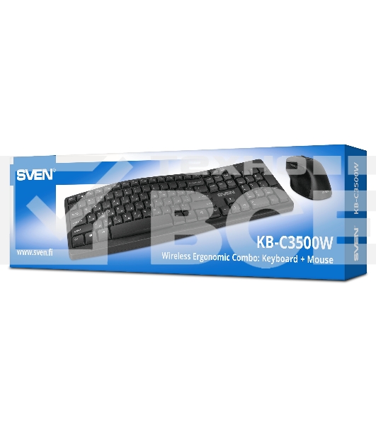 Беспроводной набор клавиатура+мышь SVEN KB-C3500W (2,4 GHz, 106 кл, 800-1600DPI)