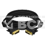 Кабель GCR PROF 5.0m DVI-D, черный, GOLD, ферритовые кольца, OD 8.5mm, 28 AWG, DVI/DVI, 25M/25M, двойной экран, фото 1