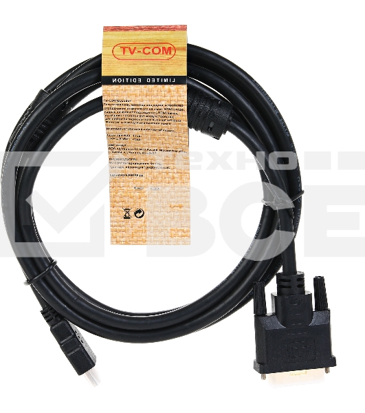 Кабель HDMI to DVI-D (19M -25M) 2м, TV-COM, 2 фильтра <LCG135F-2M>