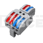Клемма СМК Rexant 2х2D проходная разветвительная 2 полюса на DIN-рейку (0,08-4 мм²) (1 ввод, 2 вывода на полюс) серый (25 шт/уп), фото 1