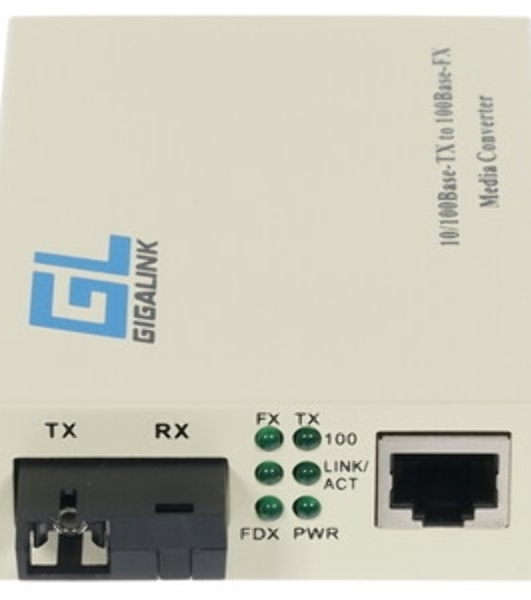 Медиаконвертер GIGALINK GL-MC-UTPF-SC1G-18SM-1550 - UTP, 100/1000Мбит/c в WDM, без LFP, SM, SC, Tx:1550/Rx:1310, 18 дБ (до 20 км)