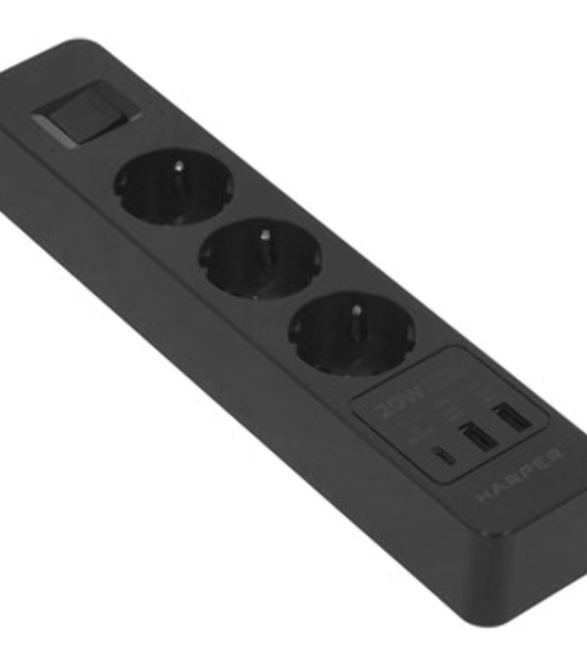 Удлинитель с USB зарядкой Harper UCH-430 черный PD3.0