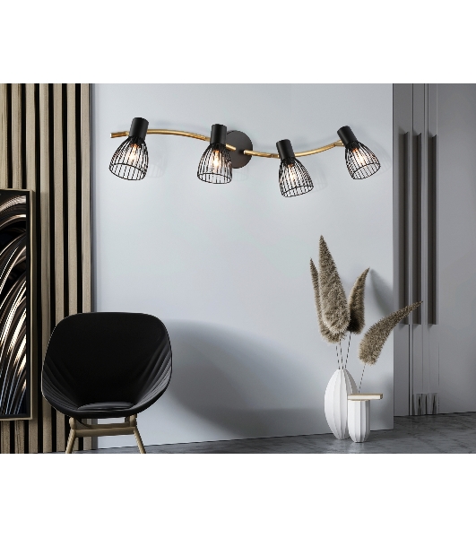 Светильник Ambrella light TR8662/4 BK/GD черный/золото E14/4 max 60W 760*100*170