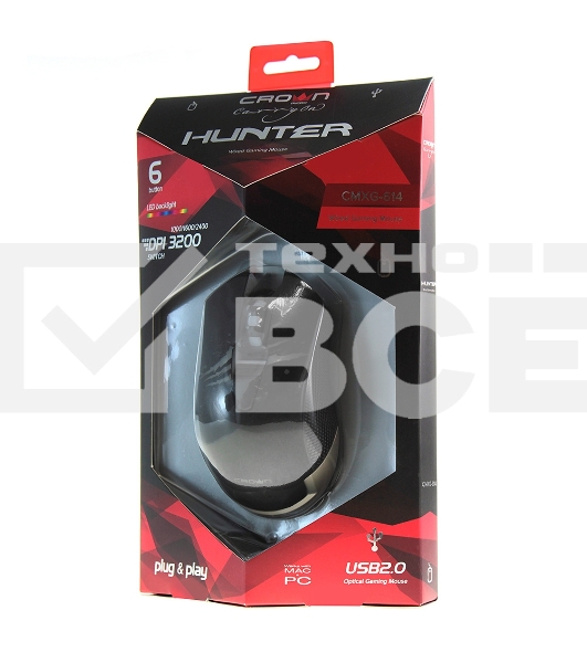 Мышь проводная CROWN Gaming CMXG-614 USB CM000001532 DPI 800/1000/1600/2400
