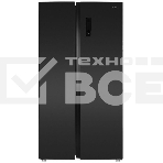 Холодильник Maunfeld MFF177NFSB черный глянц. инвертер двухкамерный Side by Side 263/170л морозилка сбоку, фото 1