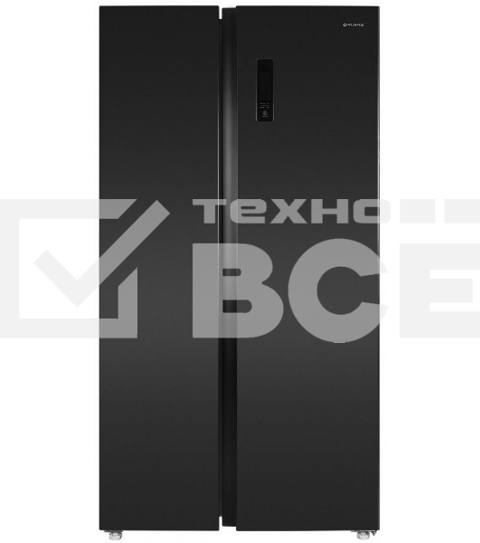 Холодильник Maunfeld MFF177NFSB черный глянц. инвертер двухкамерный Side by Side 263/170л морозилка сбоку