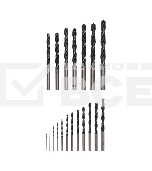 Набор сверл по металлу Kranz 1-10 мм (через 0,5 мм), 19 шт. HSS 4241 Ш/Х