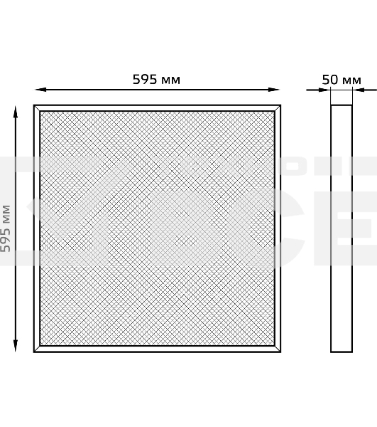 Светильник светодиодный Gauss MIR 595х595х50 35Вт 3500лм 4000К IP40 офисный встраив. накладной с рассеив. призма (аналог ЛВО)
