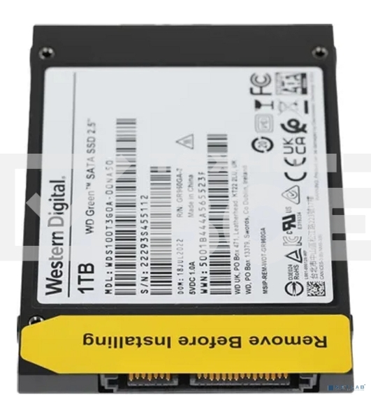 Накопитель SSD WD Green WDS100T3G0A, 1000Gb, SATA III, 2.5