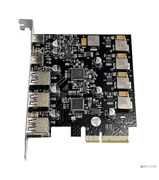 Контроллер ORIENT AM-U3142PE-3A2C PCI-Ex4 v3.0, USB 3.2 Gen2, скорость до 10 Гбит/с, 5-port ext (3xType-A + 2xType-C), ASM3142+VL820-Q8 chipset, Self powered (31351)