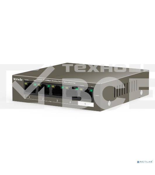 Коммутатор Tenda TEF1105P-4-63W 5PORT 10/100M