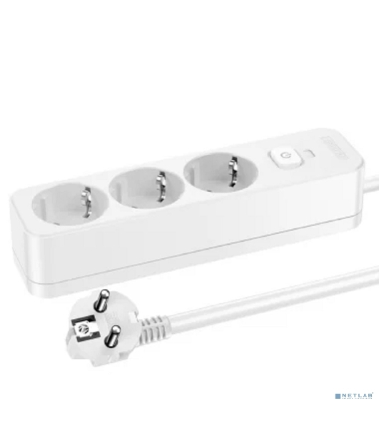 Сетевой удлинитель Perfeo 'REAL STRIP' 1,0м, 3 розетки, 16А, 3500 Вт, белый.