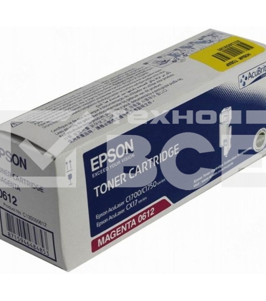 Картридж лазерный Epson 612 (C13S050612) пурпурный (1400 стр) для AcuLaser AL-C1700/1750/CX17