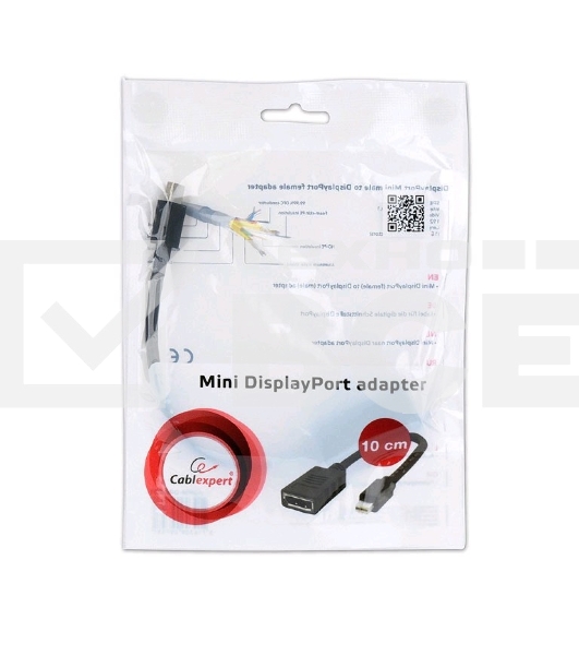 Переходник miniDisplayPort - DisplayPort, Cablexpert A-mDPM-DPF-001, 20M/20F, длина 16см, черный, пакет