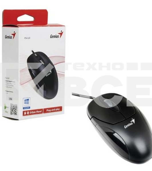 Мышь проводная Genius XScroll V3 черный, 1000 dpi, USB, кнопки - 3