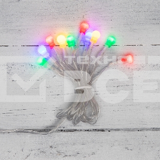 Гирлянда светодиодная «Шарики» 1.5 м, 10 LED, прозрачный ПВХ, цвет свечения мультиколор, 2 х АА (батарейки не в комплекте) NEON-NIGHT