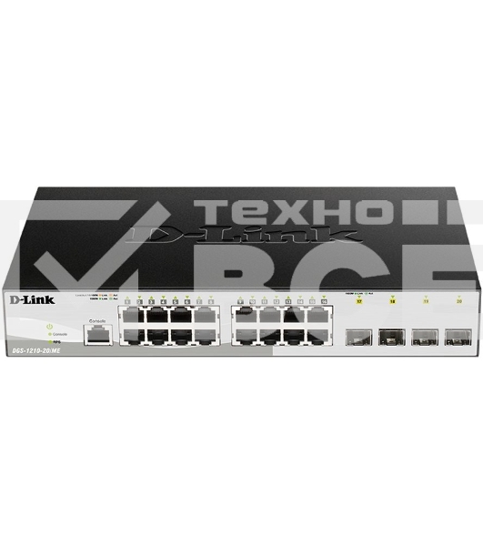 Управляемый коммутатор 2 уровня с 16 портами D-Link DGS-1210-20/ME/B1A 10/100/1000Base-T и 4 портами 1000Base-X SFP