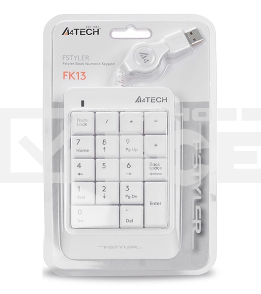 Числовой блок A4Tech Fstyler FK13 проводной, USB, белый