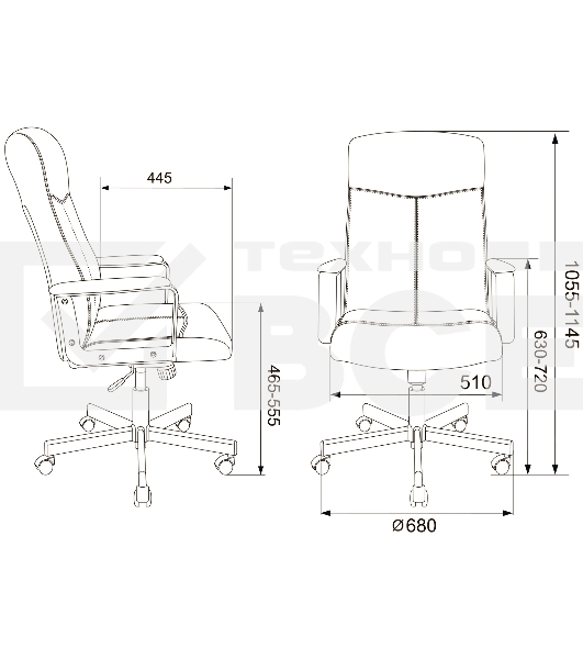 Кресло руководителя Бюрократ DOMINUS-WH белый/черный искусственная кожа крестовина металл