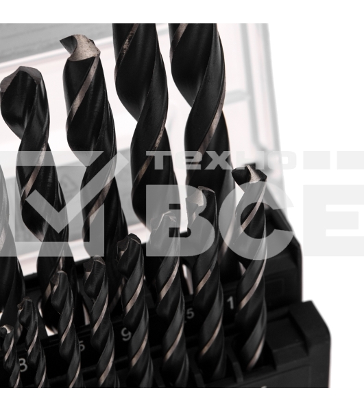 Набор сверл по металлу Kranz 1-10 мм (через 0,5 мм), 19 шт. HSS 4241 Ш/Х