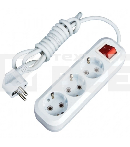 Удлинитель EKF UBA16-310-3-02i 'Эксперт' 3 гнезда 2 метра 16А/3,5 кВт с выключателем и заземлением ПВС 3х1 EKF PROxima