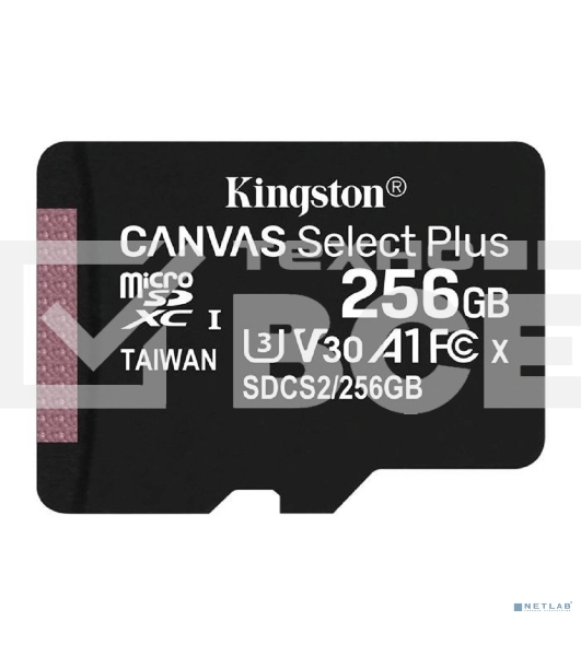 Флеш карта microSDHC 256GB microSDXC Class10 Kingston <SDCS2/256GBSP> UHS-I Canvas Select up to 100MB/s без адапт