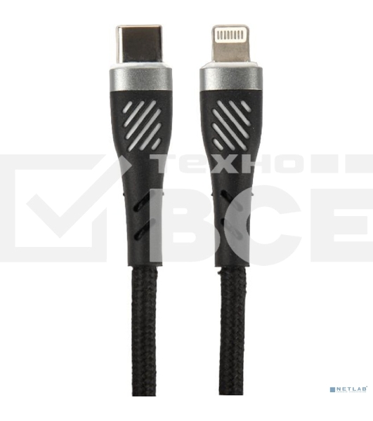 Кабель PERFEO USB C вилка - Lightning вилка, 60W, черный, 1 м., POWER (C1005)