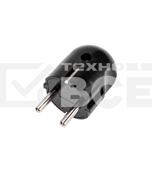Вилка Евро прямая с з/к 16А черная Rexant