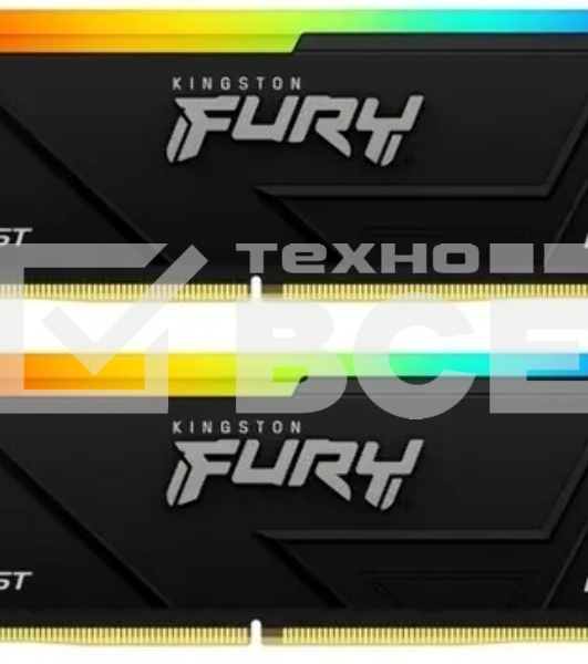 Оперативная память Kingston Fury Beast, DDR4, 16GB (2x8GB), 3600MHz, CL17, с радиаторами, RGB, черный