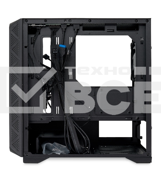 Компьютерный корпус без блока питания HSPD M321, Mesh Mini-tower, черный, slide TG, 0.45 SPCC, 2x140мм ARGb+1x120мм ARGb mATX, mITX 160/340/184мм 2x2.5